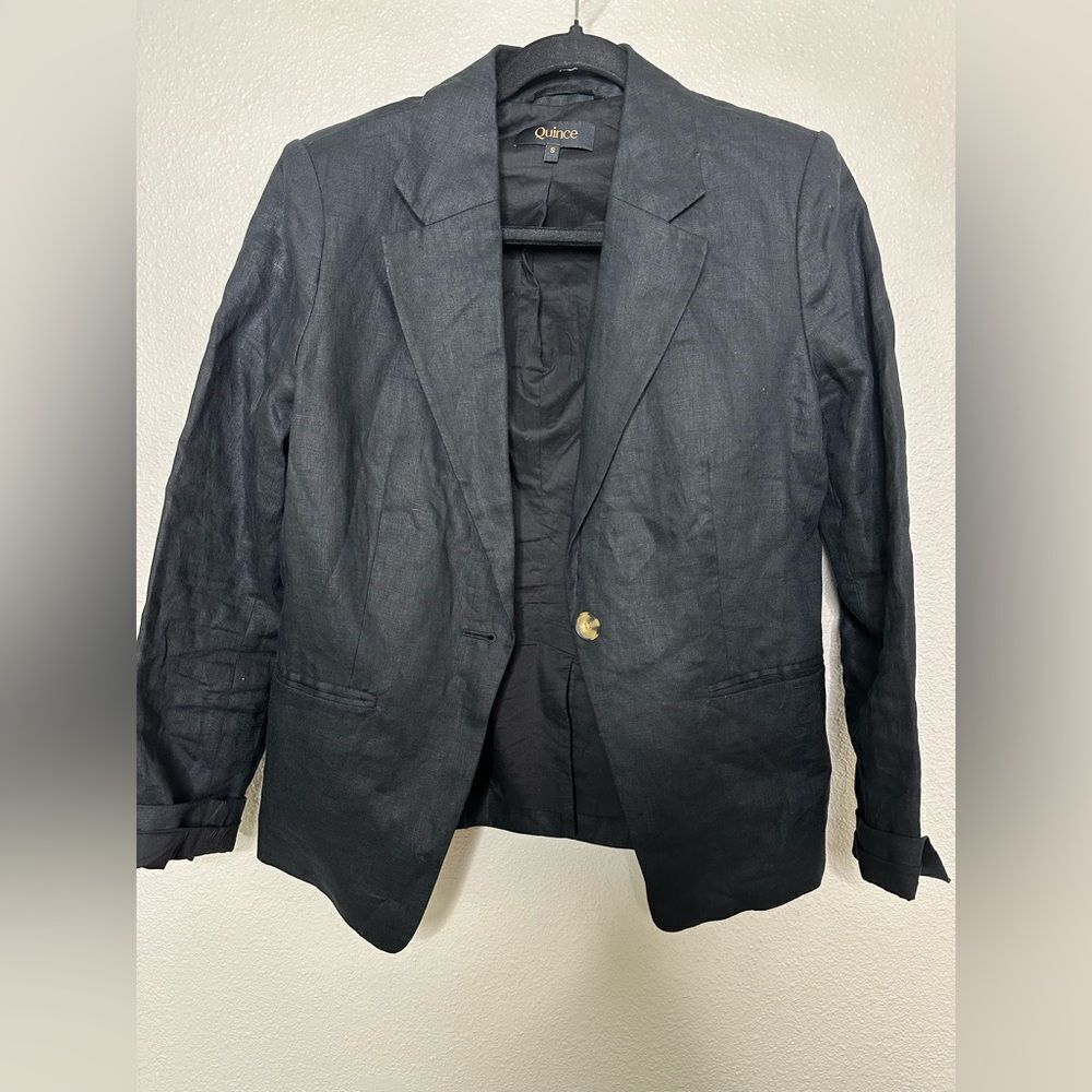 Quince 100% European Linen Structured Blazer Sz S - Picture 3 of 9